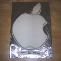 Macintosh Apple Apple macintosh cake. homemade white wedding cake with banana filling and MMF.. YUM. it was BIG cake. very simple, but cute!