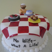Picnic Lover Wife (in India) wanted cook-out "scene" for husband. Everything fondant. Everyone loved it. Looked like husband, complete with...