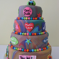 Grooooovy, Man I loved this cake. The client wanted tie-dye and big. The tie-dye was a little darker than I wanted, but the effect was good. I saw a tie-...