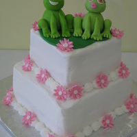 Croaky Wedding Topper Bride and groom wanted frogs as their wedding couple. They supplied toy which I molded the topper after. Frogs and lily pad are fondant....