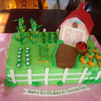 Farmville Cake Farmville birthday cake- Butter cake with strawberry filling- BX with fondant and gumpaste accents.