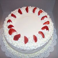 Strawberry And Whipped Icing 2-9" white rounds w/ Wilton's stabalized whipped icing w/ strawberries throughout.