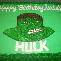 Incredible Hulk Birthday Cake tried to find a good image for frozen bc transfer, but couldn't find one. not happy with the look.