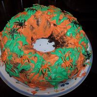 Halloween Spider Cake This was decorated by my 4 year old son. Double chocolate cake with cream cheese icing.