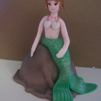 Personal Cake For B-Day Girl made the mermaid out of fondant. Everything is edible.