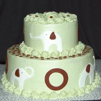 Baby Shower Elephant Theme 2- 6inch rounds on top of 2-10 inch rounds, fed 50. To match Carter's Elephant Stitch baby bedding -- unknown gender.