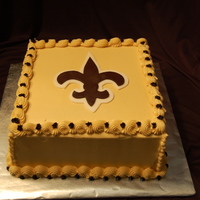 Go Saints! 10 inch double squares. Fleur de lis is fondant. BC all else.