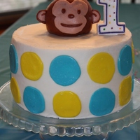 Mod Monkey 8" marble cake with banana creme filling. Monkey is small ball pan