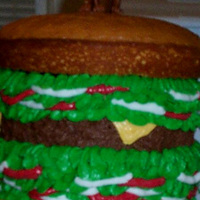 Giant Hamburger Hamburger cake (with Scooby Doo cake topper).