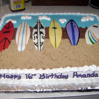 Surf Board Cake Surfboard/Beach cake for my nieces Hawaii themed birthday party
