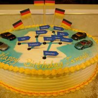 German Autobahn Birthday Cake I was asked to make this birthday cake for a man who has a dream of driving fast on the German Autobahn some day. He loved the Hot Wheel...