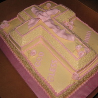 Baptism Cake All butter buttercream ( to get the ivory color) , fondant accents. Thanks for looking!