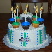 First Birthday! I saw something similiar to this cake in a magazine and tweaked it a bit. The candles are edible chocolate and I placed a real candle in...