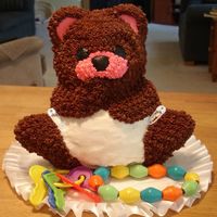 Baby Bear Shower Cake Pound cake with buttercream frosting. Made for a neighborhood baby shower.