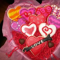 Assorted Valentine Cookies NFSC with antonia74 icing. NFSC are english toffee