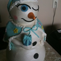 Snowman 3D snowman, all cake carved and covered in bc