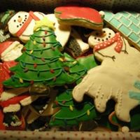 Christmas Cookies Sugar cookies with royal icing. A medley of cookies..snowmen, santas, penguins, igloos, polar bears, christmas bunnies, lightbulbs,...