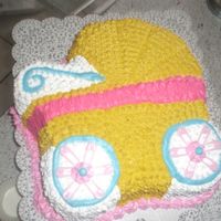 Baby Carriage first time making this cake, it is chocolate cake with raspberry filling, and whip cream frosting.