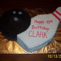 Bowling Ball And Pin Birthday Cake This was made using a round 9"pan and I cut the pin out of an 11x14 pan.