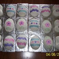 Easter Mini Cakes These are made with the Wilton mini egg and bunny pans. They were for an Easter Egg hunt with the Girl Scouts.