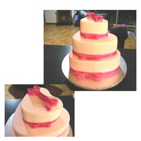 Poppy & John Caramel mud, white chocolate mud, chocolate mud all with chocolate ganache and pink fondant