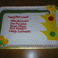 Retirement Traffic Signal Cake 1/2 sheet cake in buttercream with signal done in fondant. Aug., 2008
