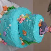 Mermaid Cake Underwater/mermaid cake made for a good friend's daughter. Top tier is yellow cake with vanilla cream and bottom is chocolate with...