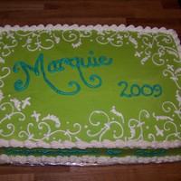 Green Graduation Cake - Girly Green cake, non "school" themed. It matched a paper plate.