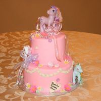 My Little Pony Freed's Bakery Design; Vanilla White Chocolate top layer, Almond Mocha bottom layer. All covered in Vanilla IMBC and Fondant. This was...