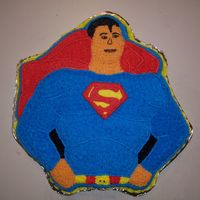 Superman 1977 DC comics Superman. This one was a little difficult because the original cake pan comes with a plastic face and superman symbol. I had...