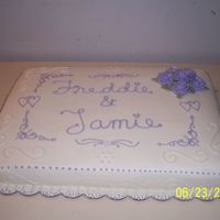Bridal Shower Cake 12x18 sheet cake, all bc icing, I used push stencils for the scroll work and free handed the lettering ( im not that good at the writing...