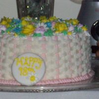 Basket Weave This is a 98th birthday cake for one of my friends mother. I hope she likes it. Sorry this is a little blurry!