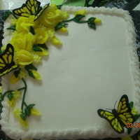 New Beginnings Bridal shower cake with a theme of New Beginnings. They're wedding colors were yellow and white. All buttercream with color flow...