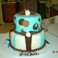 Sweet 16 MMF covered cake with gumpast/fondant 16 on top. I loved the color scheme of this cake!