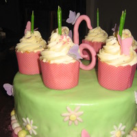 Butterfly Garden Cake Butterfly cake,layers of chocolate cake caramel fudge and homemade icecream covered with buttercream and MMF