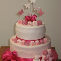 Pink Christening Cake 