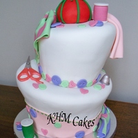 Sewing Themed Topsy Turvy Whimsical Cake... with gumpaste accents.