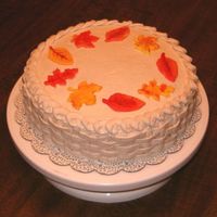 Leaf Cake This is an applesauce spice cake with cinnamon buttercream icing. This was my first basketweave cake. The leaves are fondant painted with...