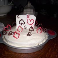 Poker Party This was a cake for my Dad's birthday. He loves poker! The cake is vanilla with rasberry filling. the cards and shapes are made from...