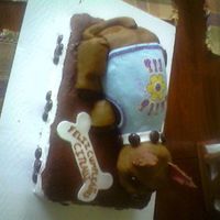 Chiuahuah Cake This is a cake I made for a little girl's birthday (who loves her pet chiuahuah). It is all chocolate cake except the head is a foam...