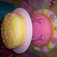 Birthday Cake This is a birthday cake I made for a friend. Her birthday colors were yellow and pink. This was my first tier cake :) Not the best cake I&#...
