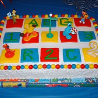 Reagan's Birthday Cake Made for the 2nd birthday of my friend's daughter. Goes w/ the R & 2 coolies.. Blocks and ball border are MMF. Vanilla cake and...