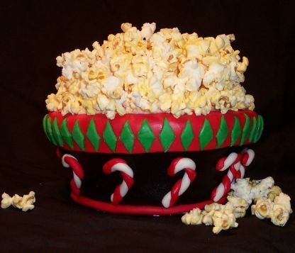 Snack Time Ok, so this is my interpretation of a holiday snack bowl. (still need a lot of practice) Marble cake with fondant decorations and real...