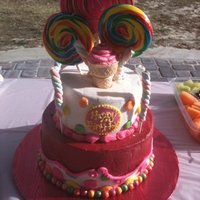 Candy Cake This was for my daughters 2nd birthday! Her favorite thing is candy and lollipos!