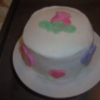 Practice Cake.... Faux Fondant w/fondant decorations