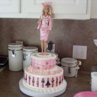 Barbie Graduation This was done for a friend who graduated from design school.Strawberry cake with b/c frosting. name & plaque stand for Barbie was done...