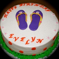Summer Fun,flipflops And Polka Dots this was a chocolate cake filled with chocolate mousse,covered in b/c. the cake was for a 5yr old whose invitations were "flipflops&...