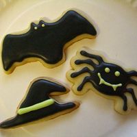 Halloween Cookies We were foolin' around with cookie cutters to find some that were good for halloween and we came up with this. I iced them with the...
