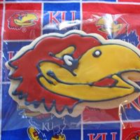University Of Kansas Jayhawks Made these KU cookies for a friends birthday. This was a little hard to do because I graduated from K-State! All in the name of friendship...