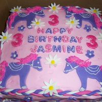 Cowgirl Pony Cake Buttercream frosting with MMF decor. For little girl's pony party.